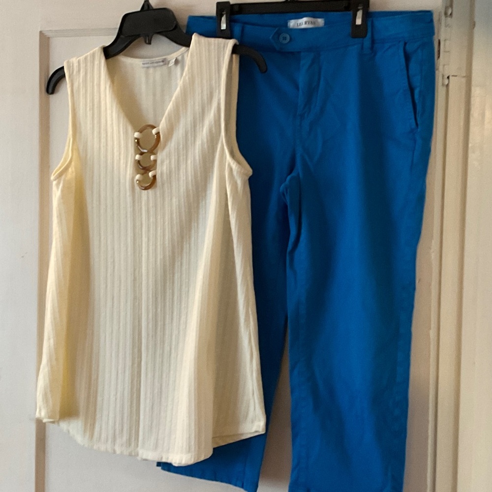 Notations Cream Top and Lily Ryan Cropped Pants Set